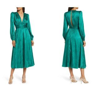 NWT Ronny Kobo Tula Satin Midi Dress S Green